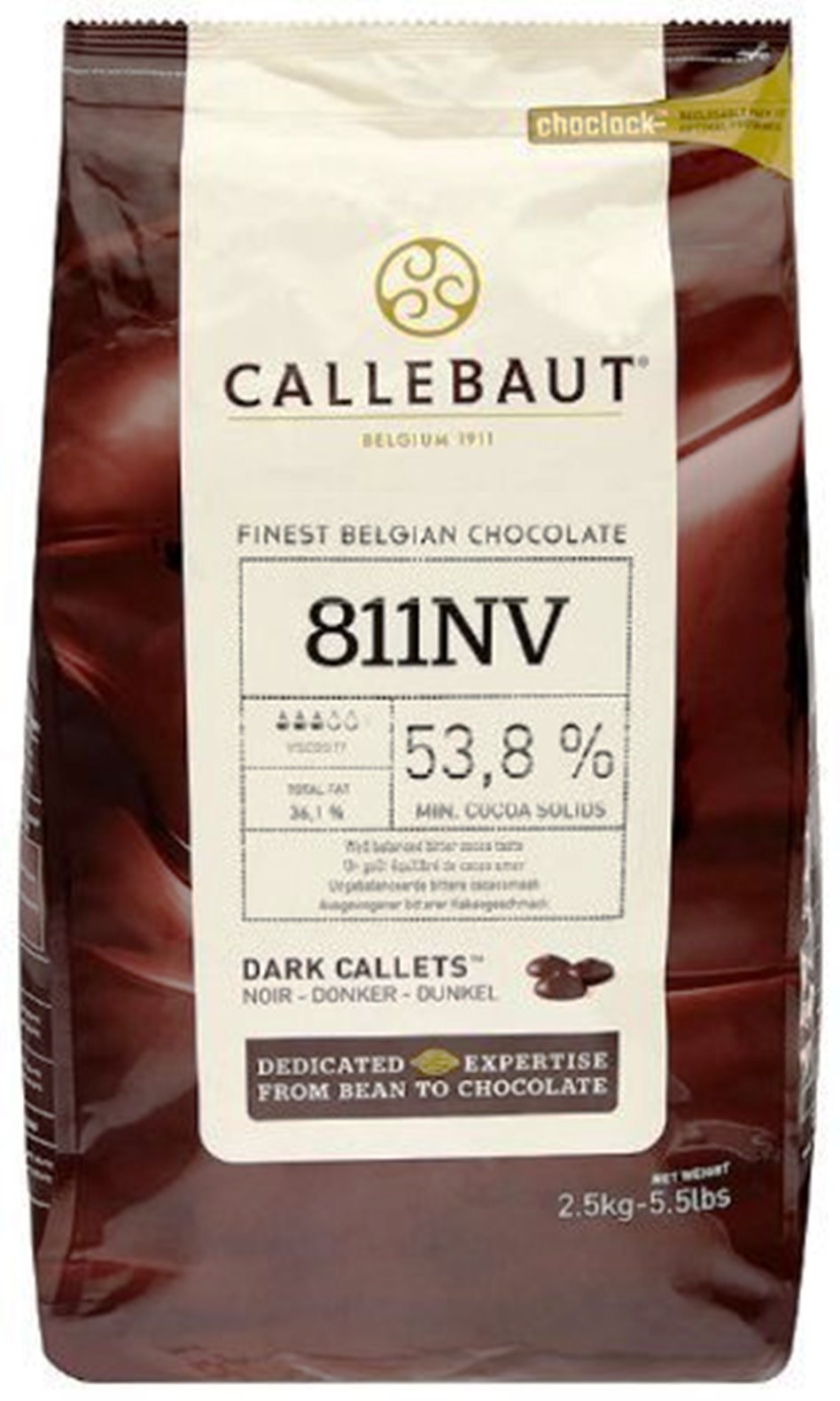 Шоколад темный Callebaut 54,5% в галетах (2,5 кг)