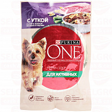 Корм для собак PURINA ONE MINI для активных собак, утка, 85г